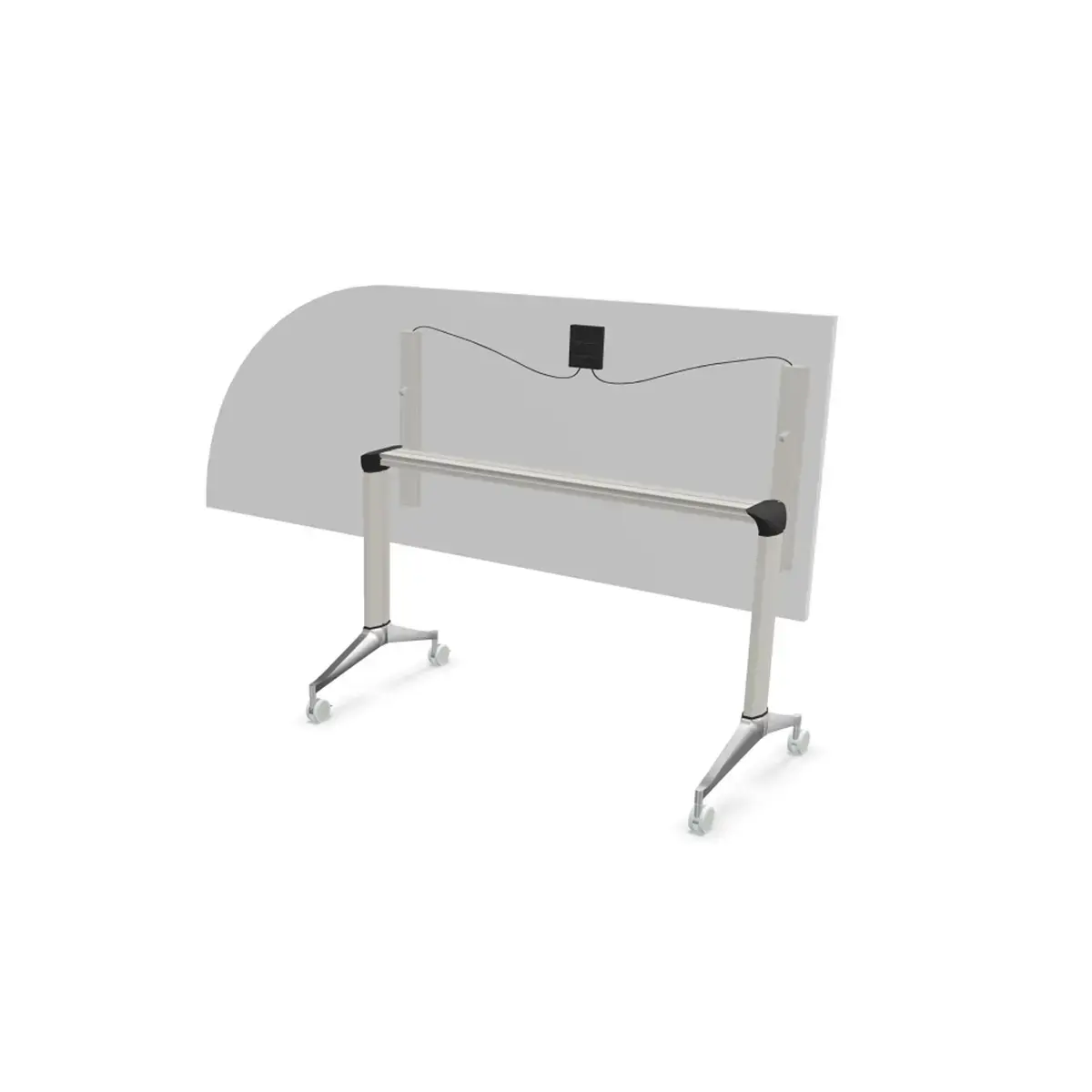 Klaptafel met wieltjes - 190 x 70 cm - Wit en alu - Hoek links