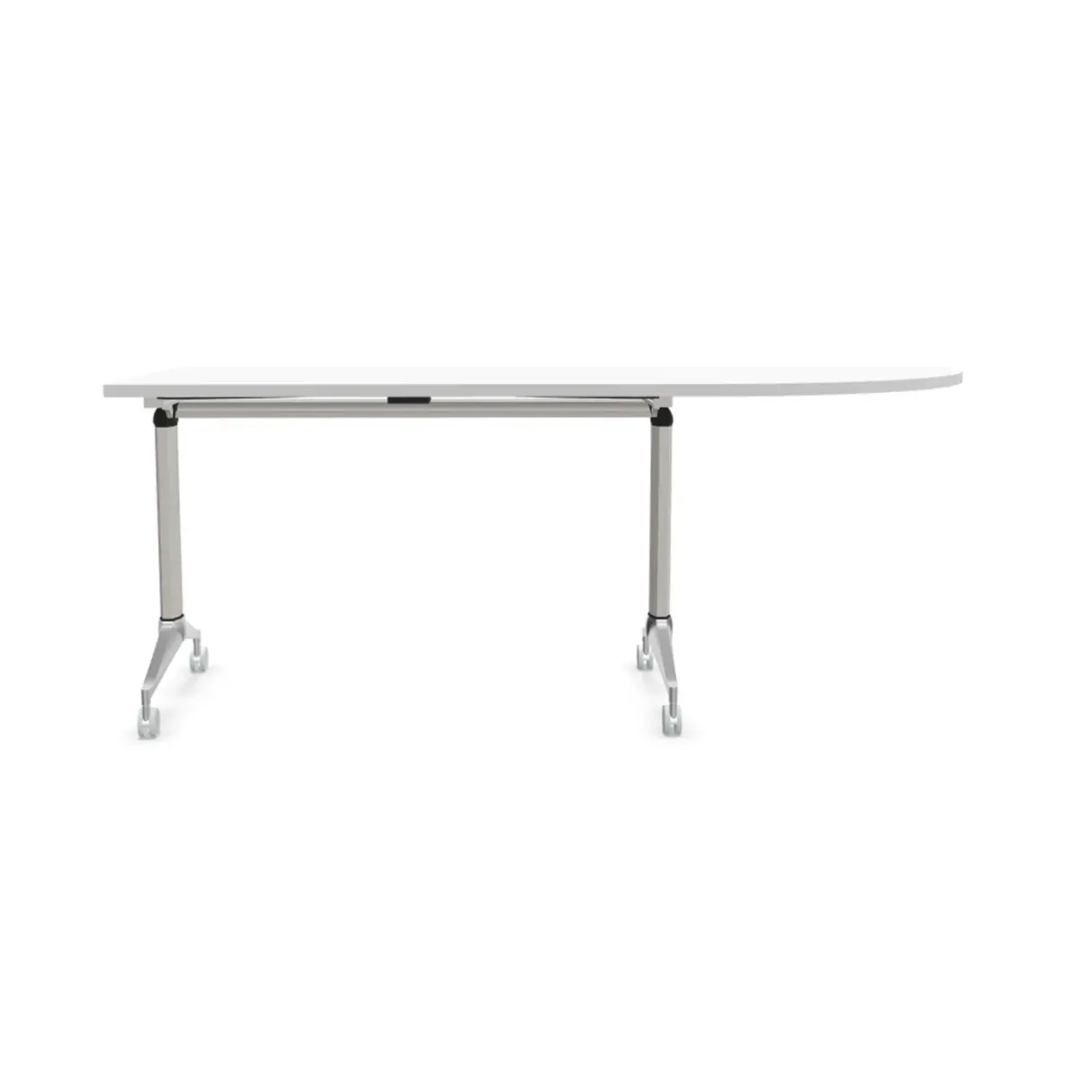 Klaptafel met wieltjes - 190 x 70 cm - Wit en alu - Hoek rechts