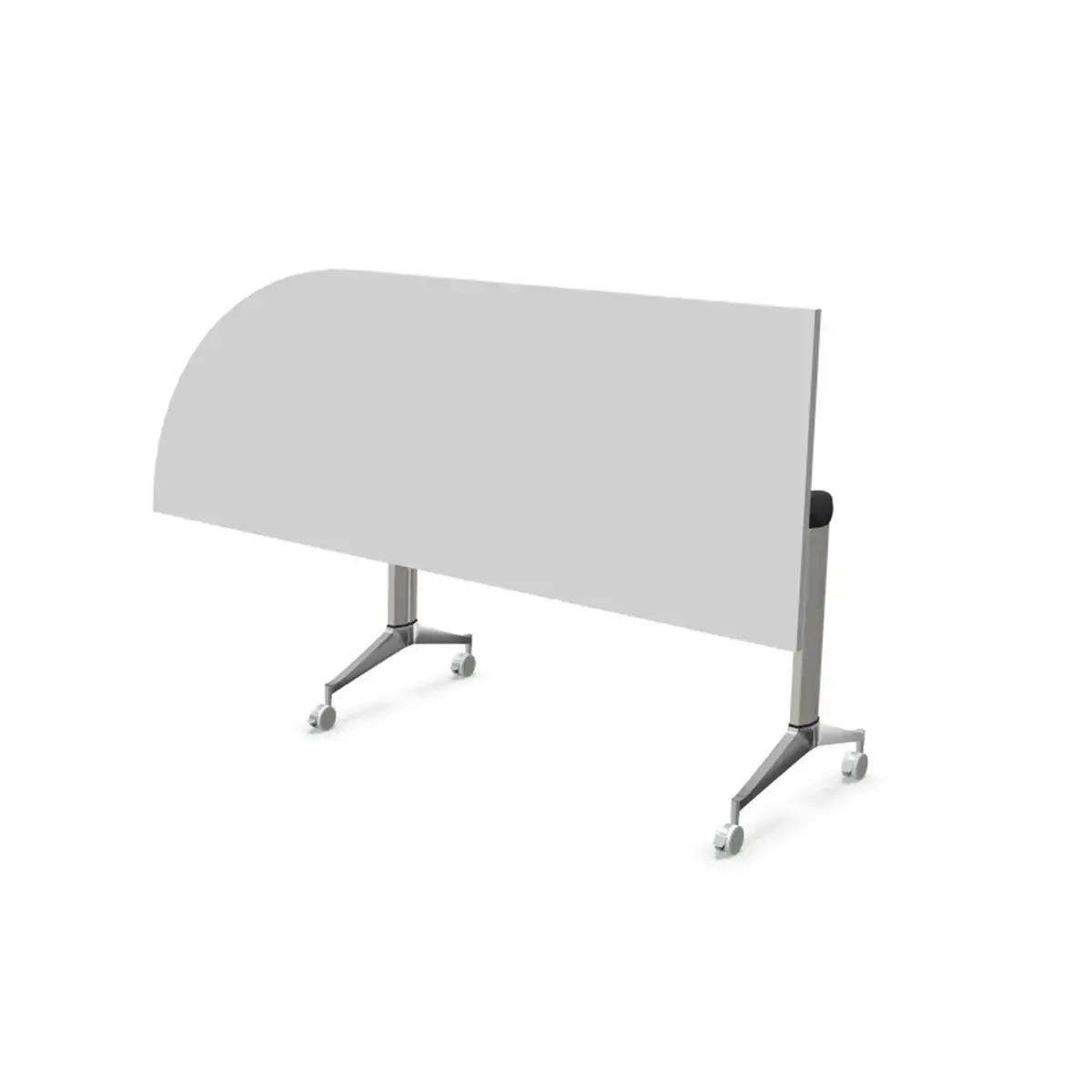 Klaptafel met wieltjes - 190 x 70 cm - Wit en alu - Hoek rechts