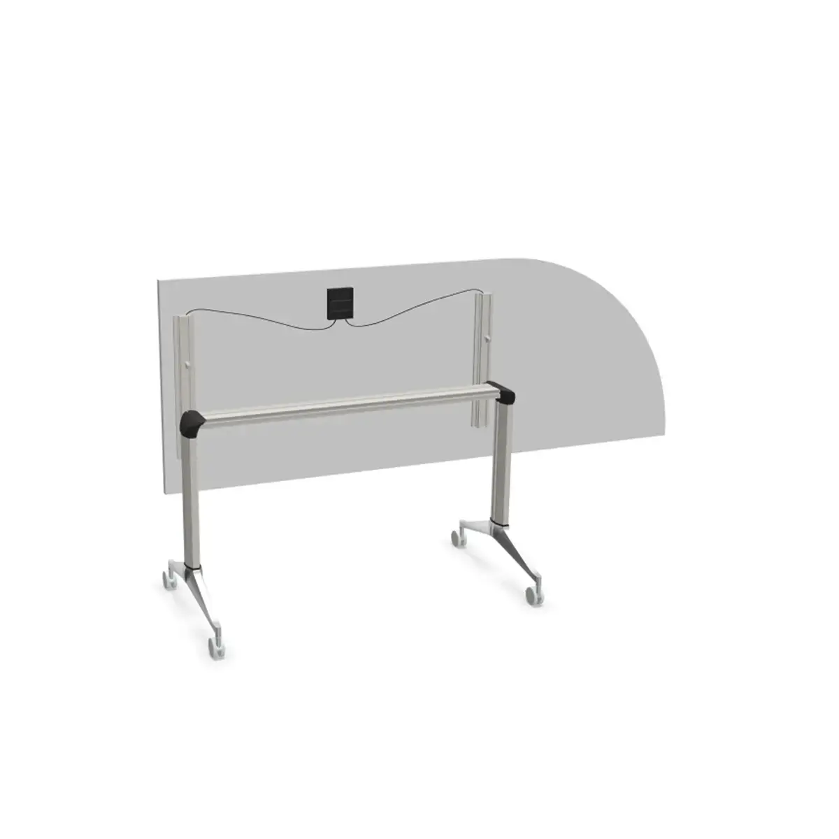 Klaptafel met wieltjes - 190 x 70 cm - Wit en alu - Hoek rechts