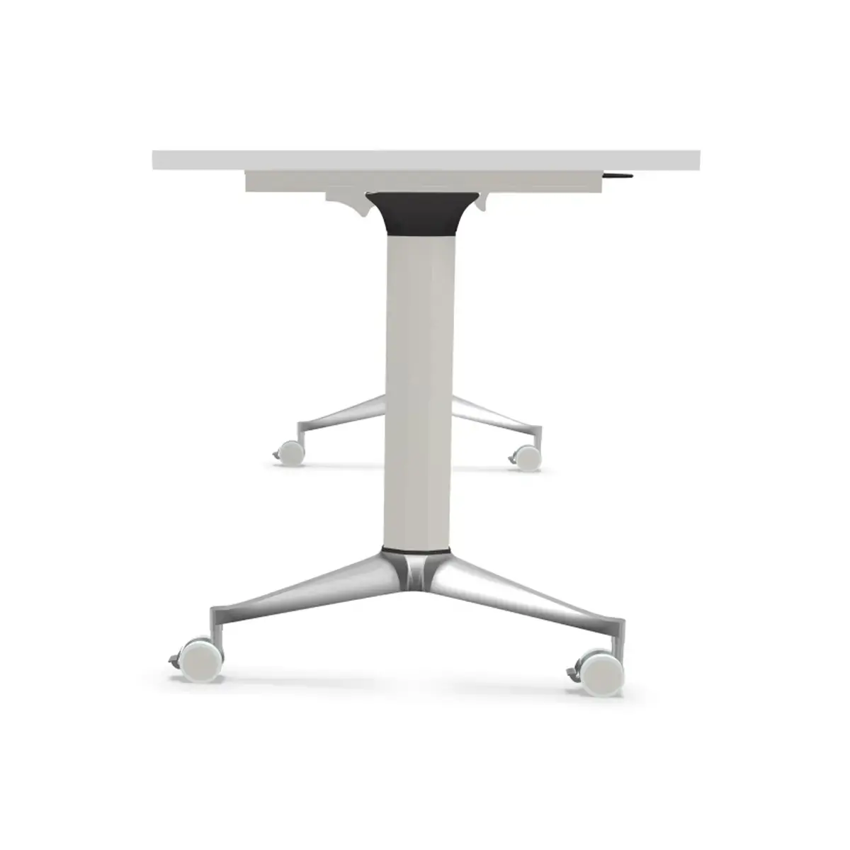 Opvouwbare tafel 150x70 wit/alu gemonteerd