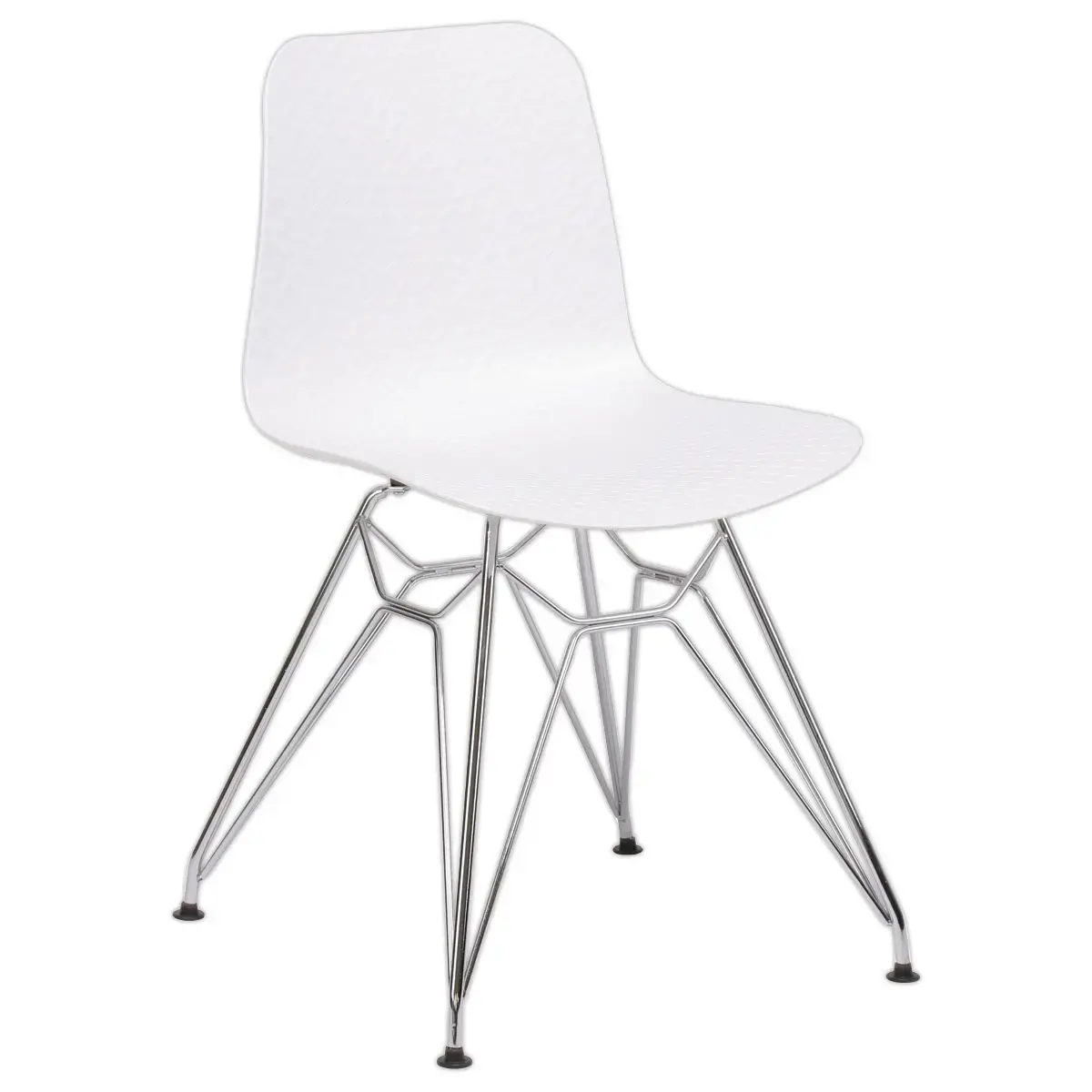 2 UXSTEEL stoelen 2, 4 chromen poten met een witte zitting gemonteerd