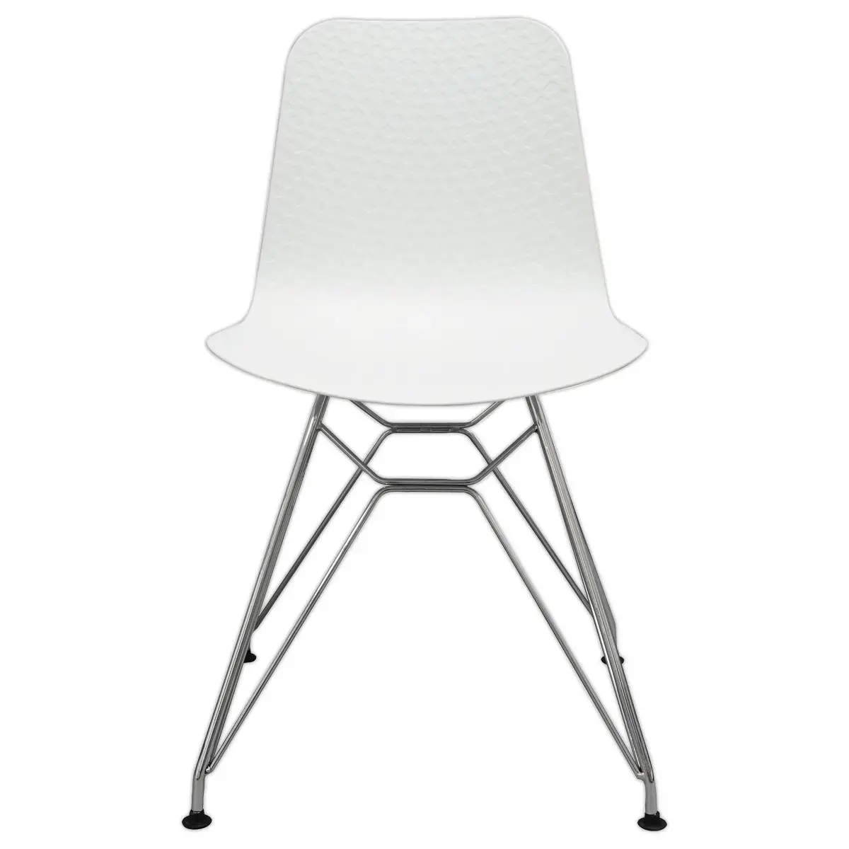 2 UXSTEEL stoelen 2, 4 chromen poten met een witte zitting gemonteerd