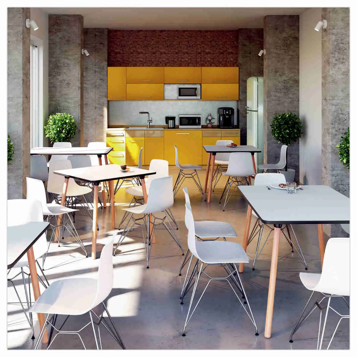 2 UXSTEEL stoelen 2, 4 chromen poten met een witte zitting gemonteerd