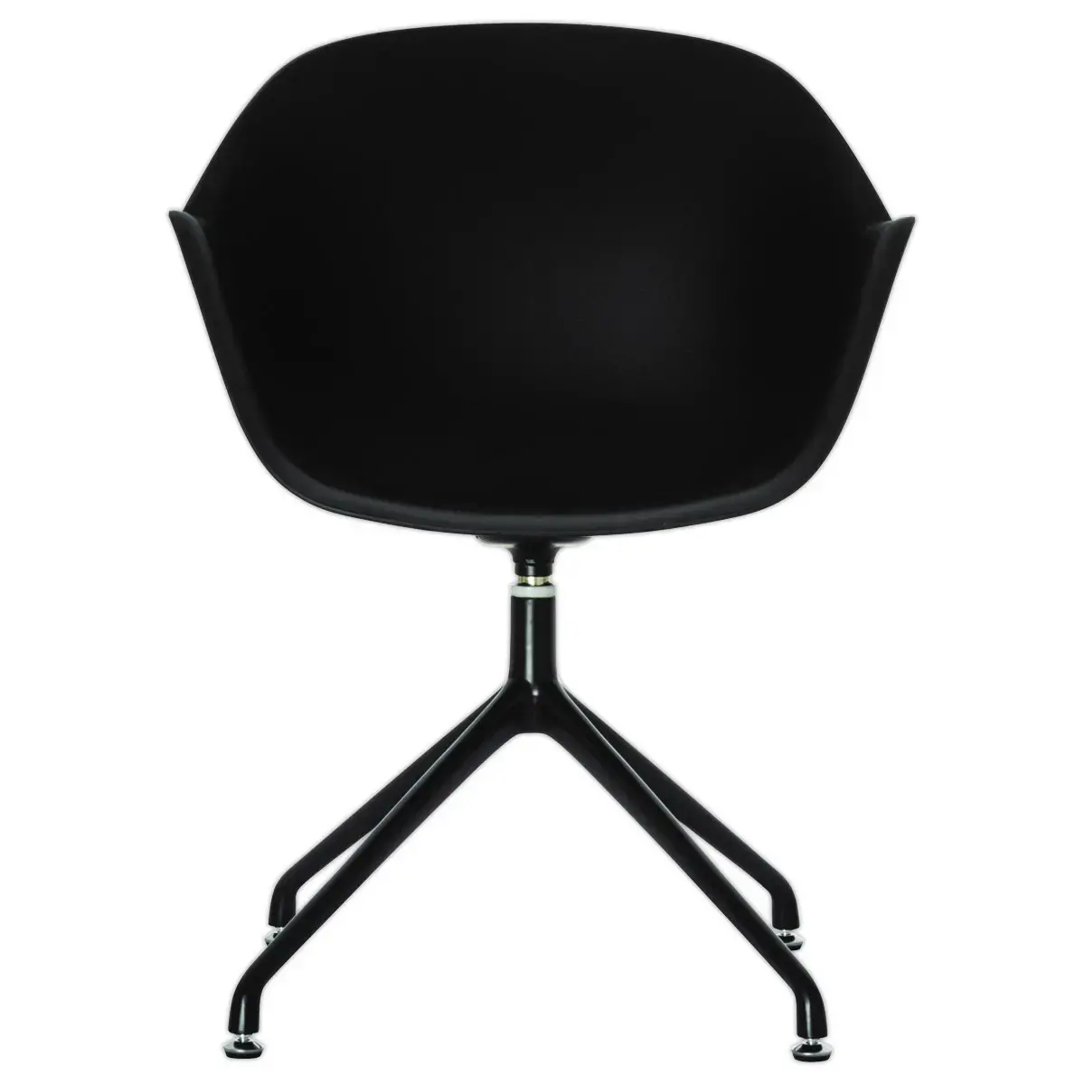 2  Draaiende MOON Fauteuils, 4 zwarte poten, zwarte zitting 