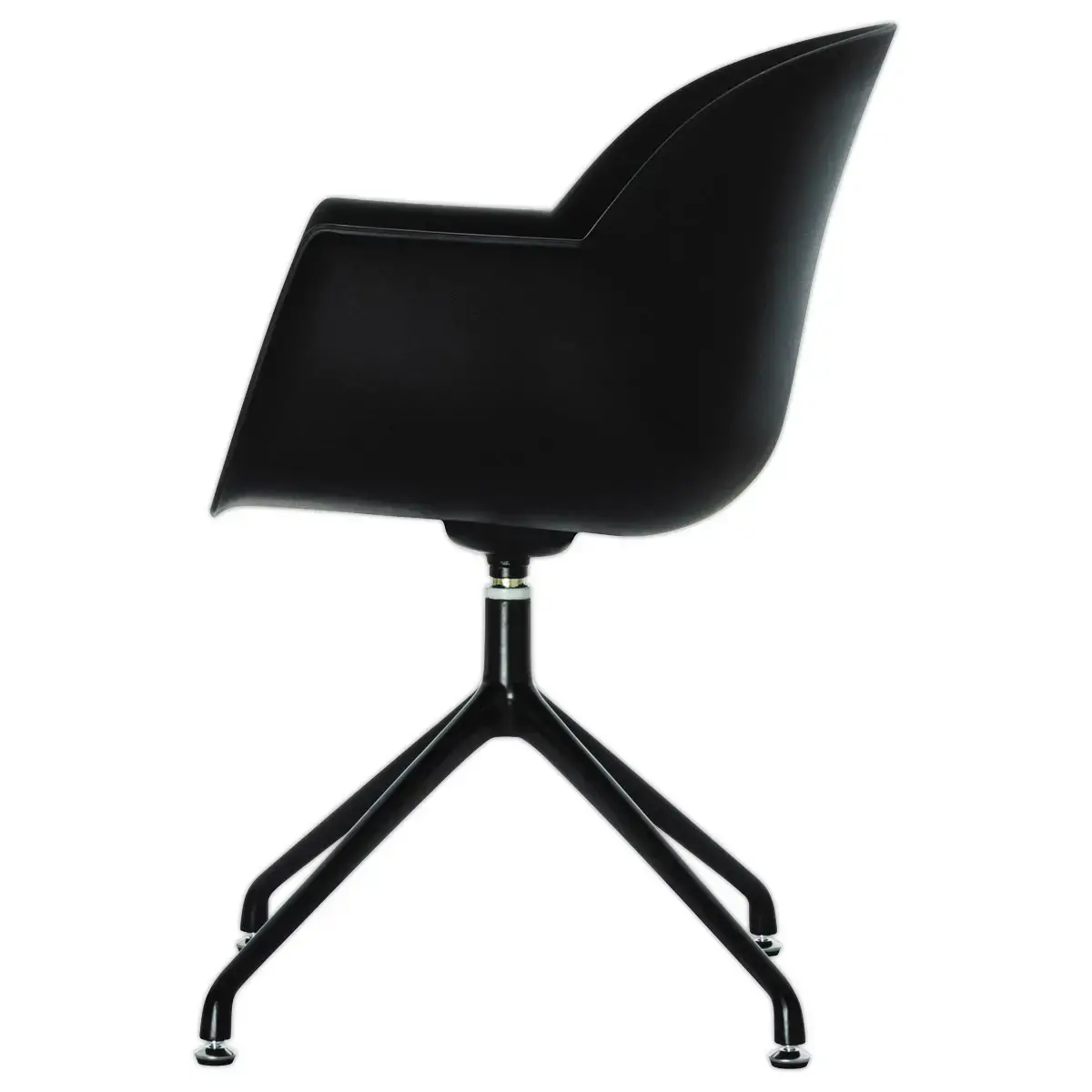 2  Draaiende MOON Fauteuils, 4 zwarte poten, zwarte zitting 