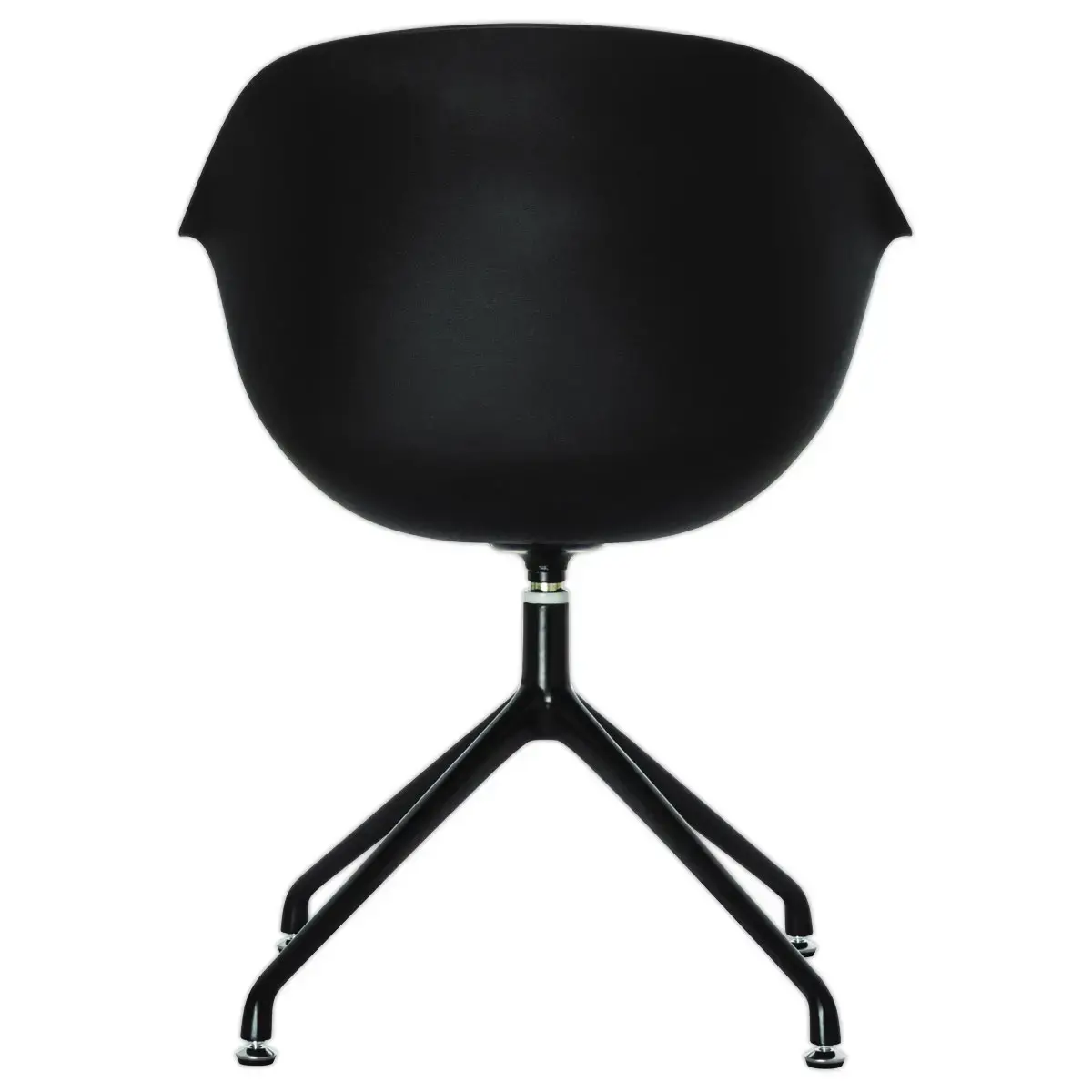 2  Draaiende MOON Fauteuils, 4 zwarte poten, zwarte zitting 