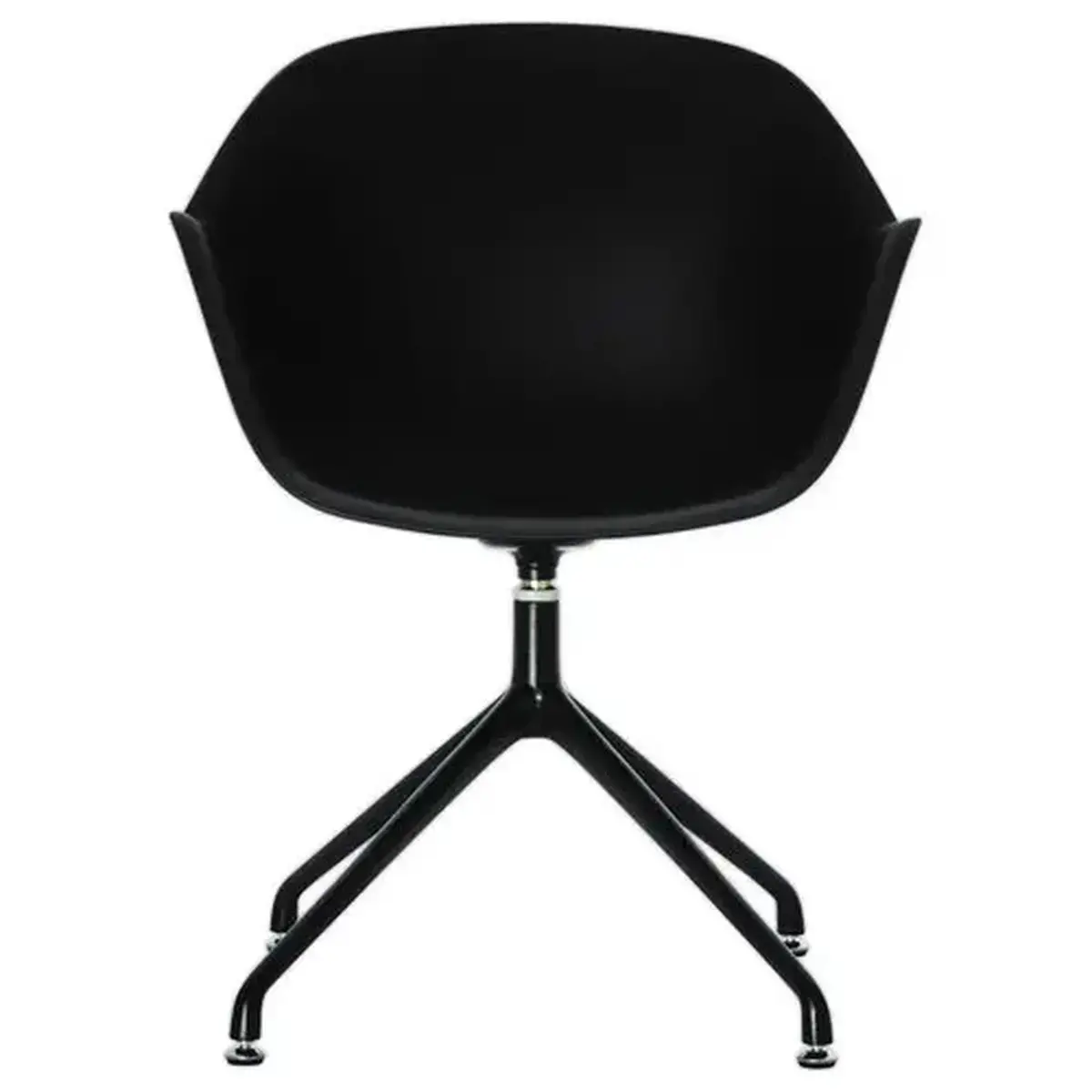 2 Draaistoelen MOON, 4 zwarte poten, zwarte zitting gemonteerd