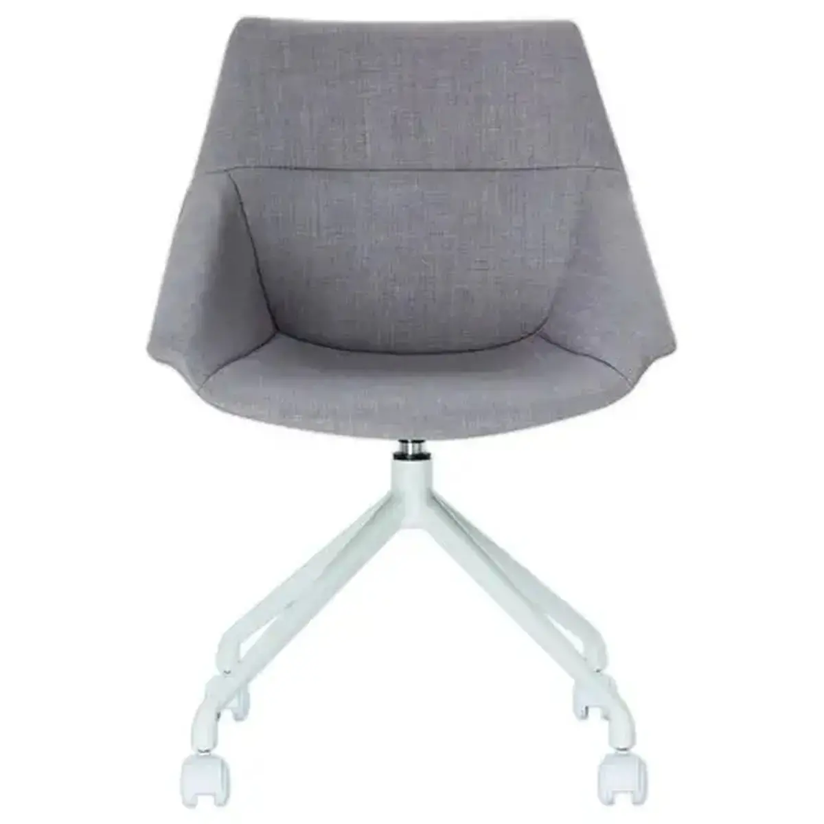 2 Draaiende LUGE stoelen met wielen, 4 grijze poten, grijze zitting gemonteerd