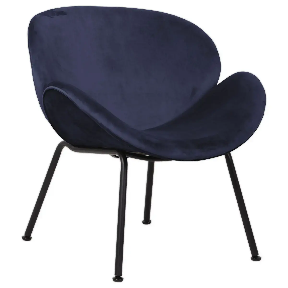 Fauteuil SMILE 4 poten zwart stof blauw 