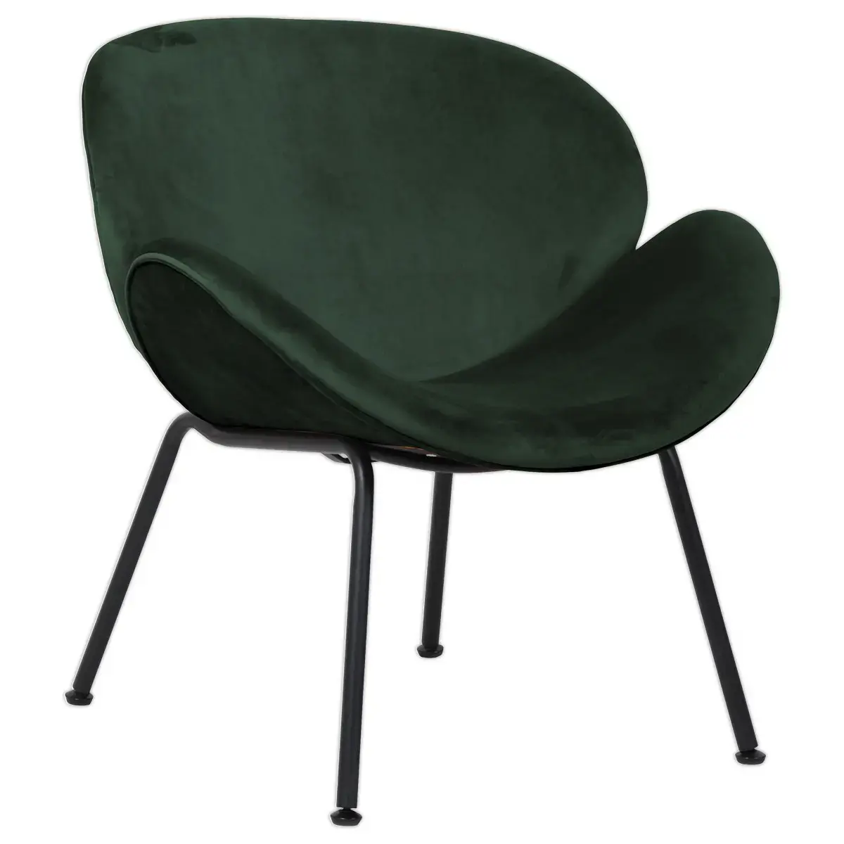 Fauteuil SMILE 4 poten zwart stof groen 