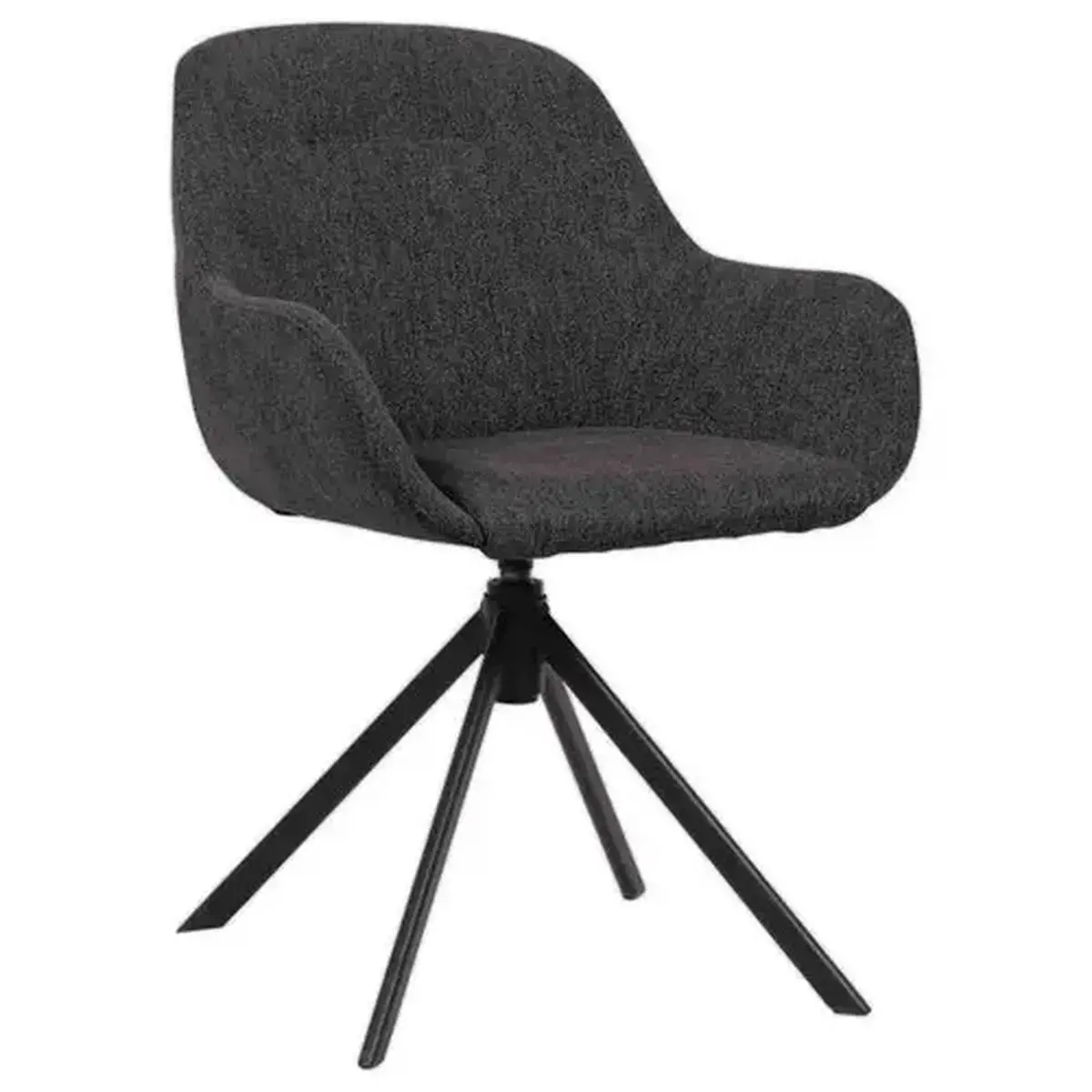 Draaiende IRA fauteuil met 4 poten zwart antraciet stof gemonteerd