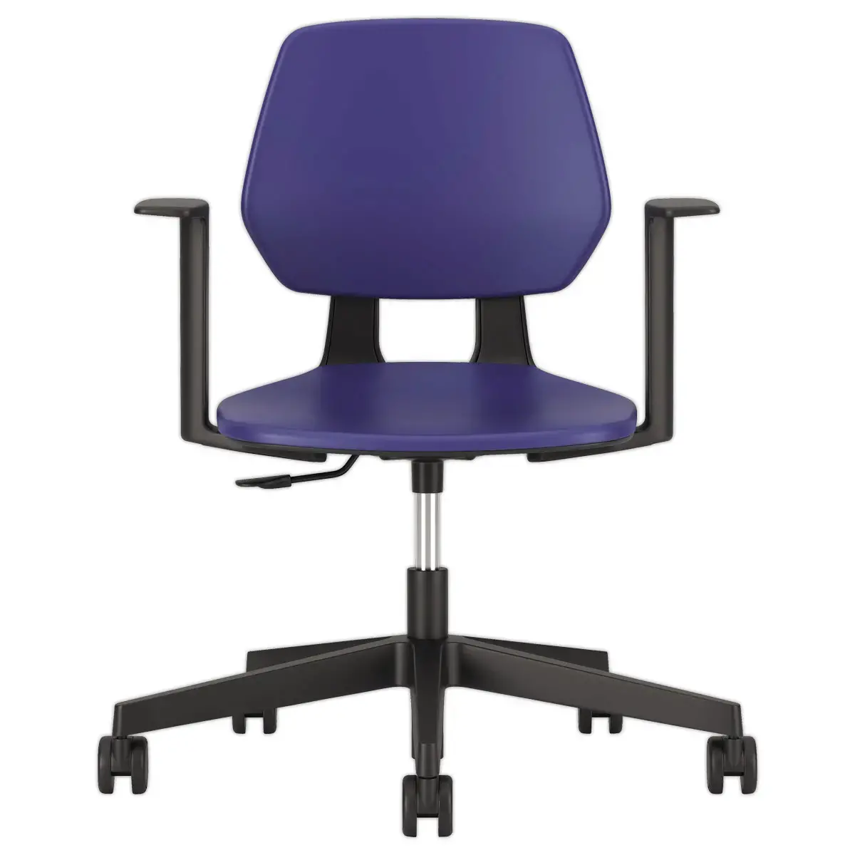 Draaistoel CASHY met lage rugleuning en vaste armleuningen blauw