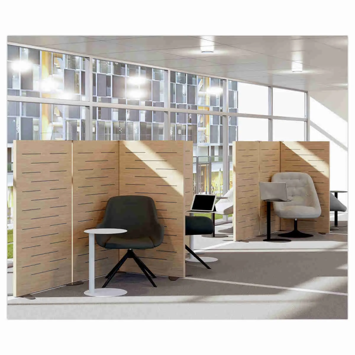 Akoestische wand Beuken H140cm gemonteerd