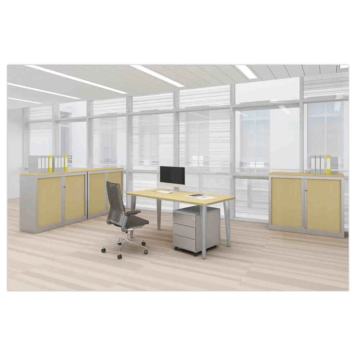 Bureau BORDEAUX 140 x 80 licht eiken - antraciet poten
