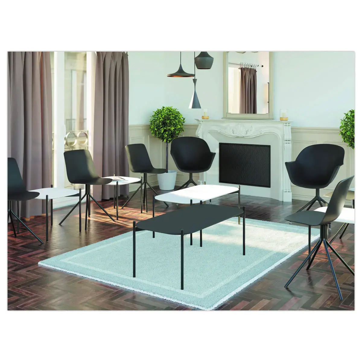 Salontafel MEET 50 x 50 Zwart met zwarte poten
