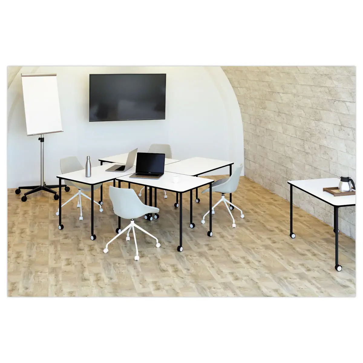 Rijdend tafel FEX OFFICE 116 x 50 cm Wit met zwarte poten