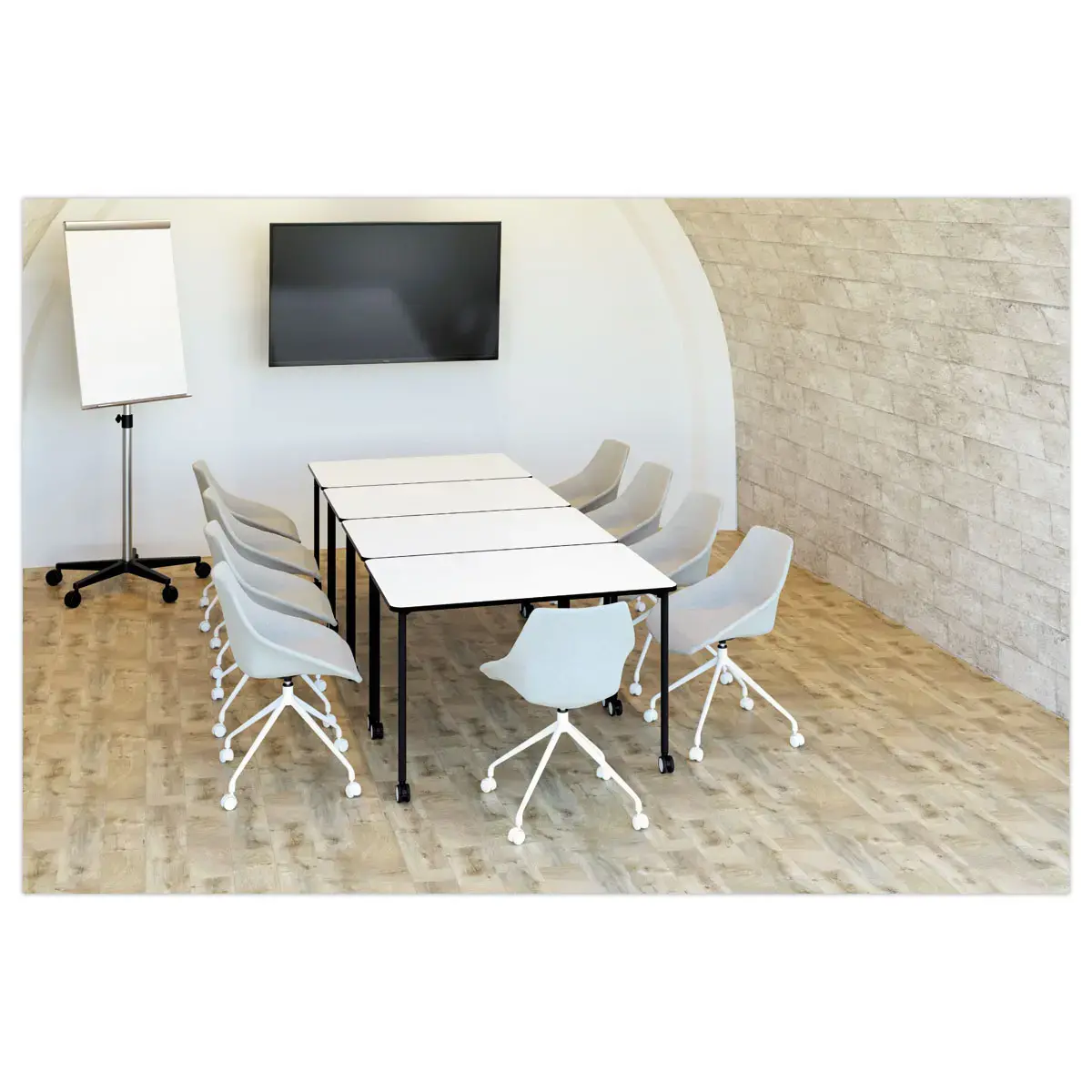 Rijdend tafel FEX OFFICE 116 x 50 cm Wit met zwarte poten