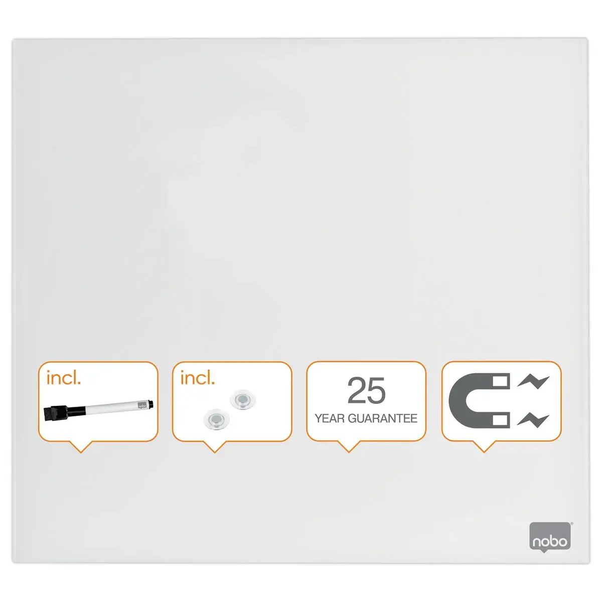 Whiteboard in glas 45 x 45 cm NOBO