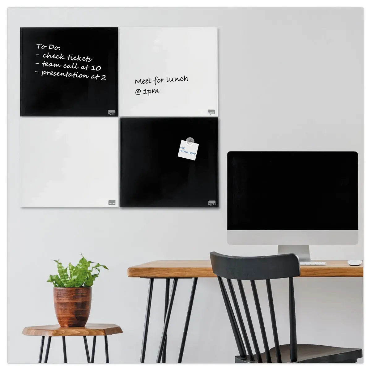 Whiteboard in glas 45 x 45 cm NOBO