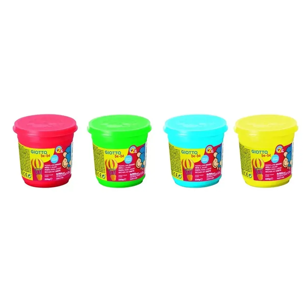 Giotto bé-bé boetseerklei - 2 x 6 assorti kleuren + 3 x geel + 3 x rood - set van 18 potjes
