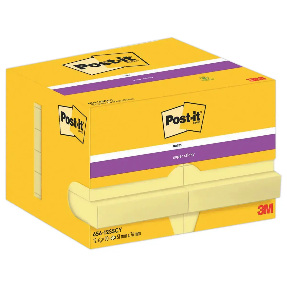 012 Super sticky memoblaadjes 5,1 x 7,6 cm - 90 blaadjes - Pastelgeel
