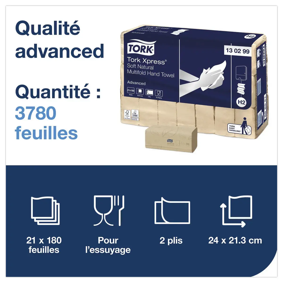21 Handdoekjes naturel TORK advanced H2