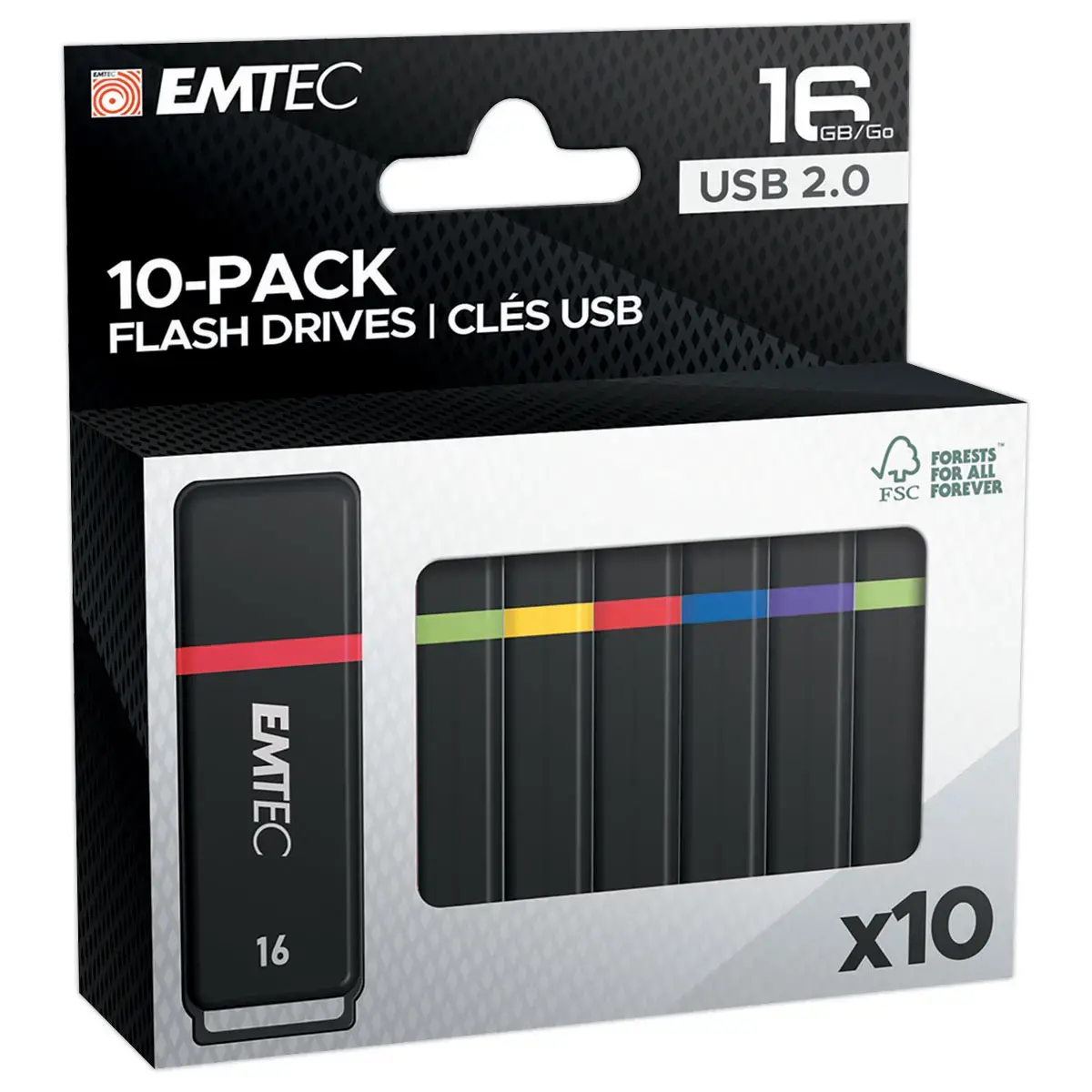 10  EMTEC Gekleurde USB 2.0-sticks 
