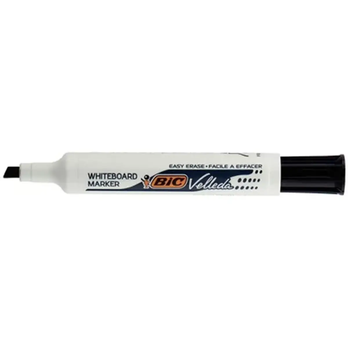 BIC Velleda 1791 Viltstiften voor Whiteboard, Droog Uitwisbaar, Brede beitelpunt Punt - Zwart, Doos van 12