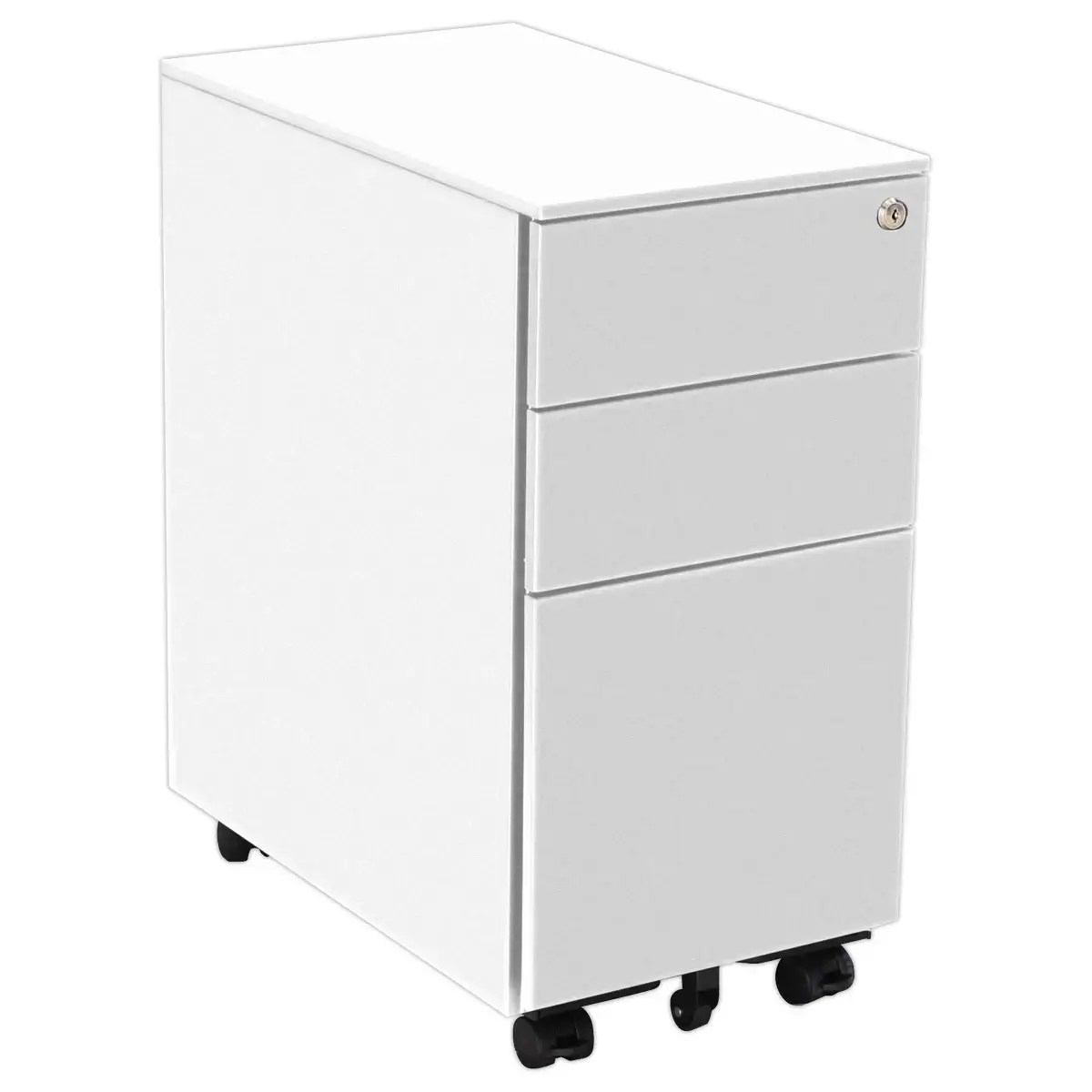 Mobiele metalen caisson SLIM L30 cm 2+1 lades wit