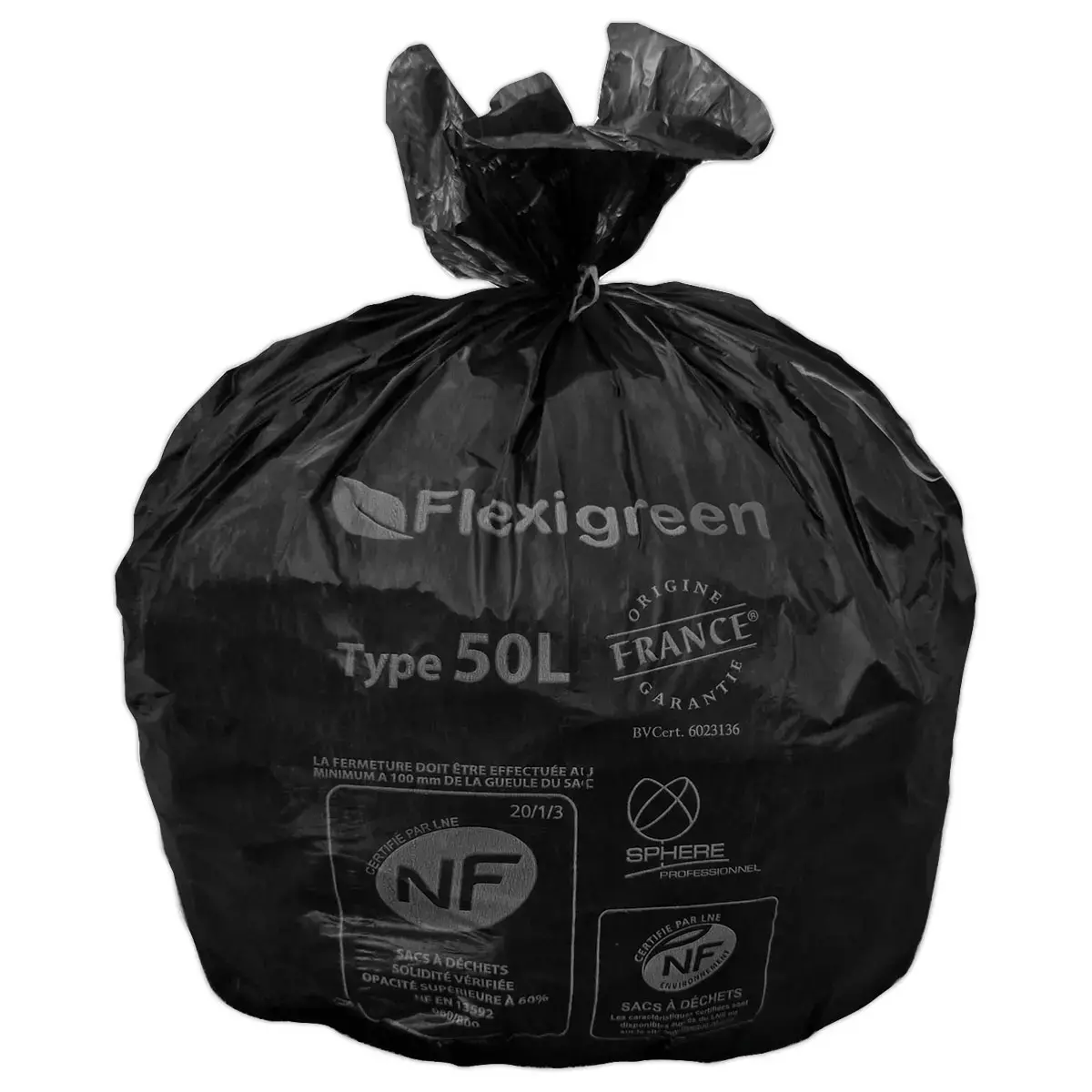 25 Flexigreen 50L zakken met traditionele banden - Zwart