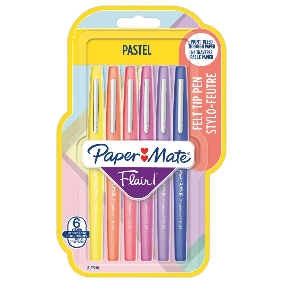 6 Viltstiften Flair pastelkleur - Middelgroot schrift - PAPERMATE