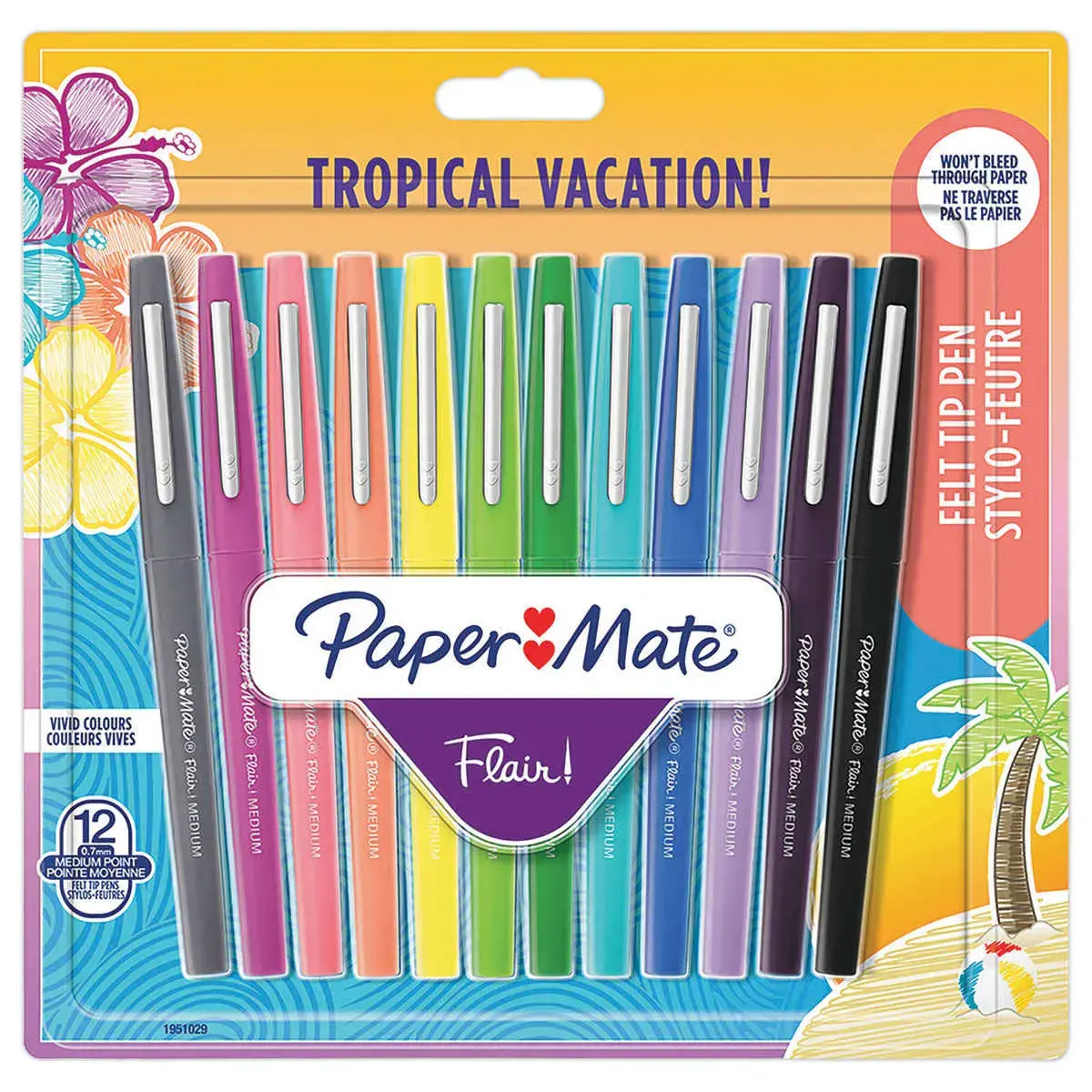 12 Paper Mate Flair Tropical viltstiften - Medium schrijfdikte