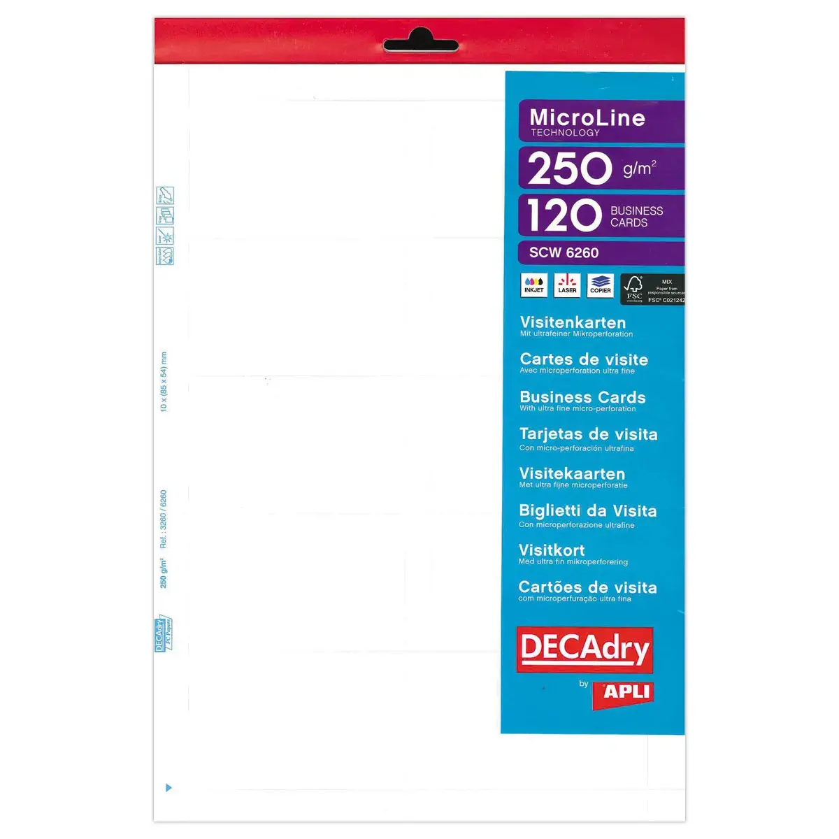 120 MicroLine visitekaartjes wit 85 x 54 mm