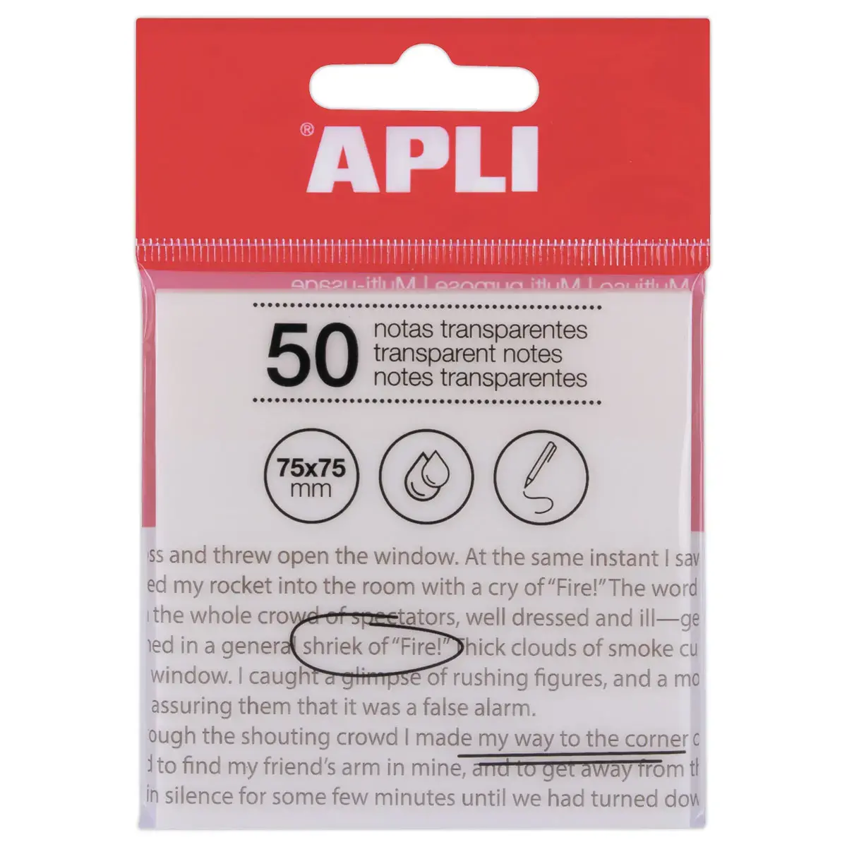 Pakje met 50 transparante zelfklevende memoblaadjes 75x75 mm - Wit 