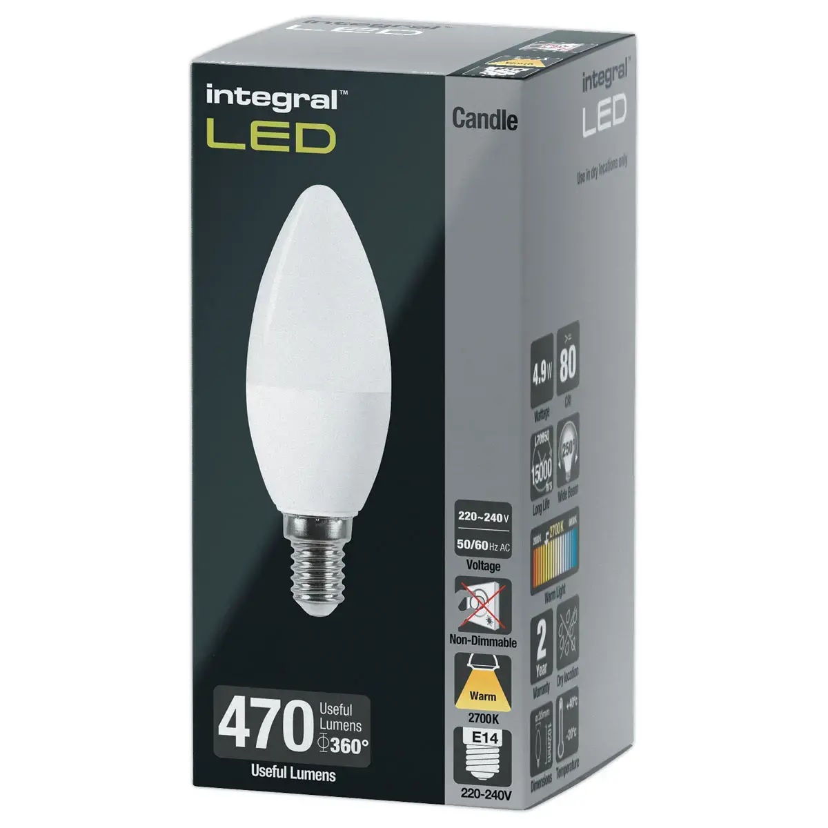 LED-vlamlamp E14 5,5W 470LM 2700K opaal