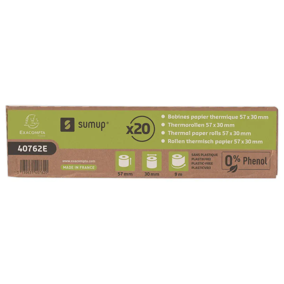 20 thermische rollen 57x30mm - 9m - SumUp - 55g/m2