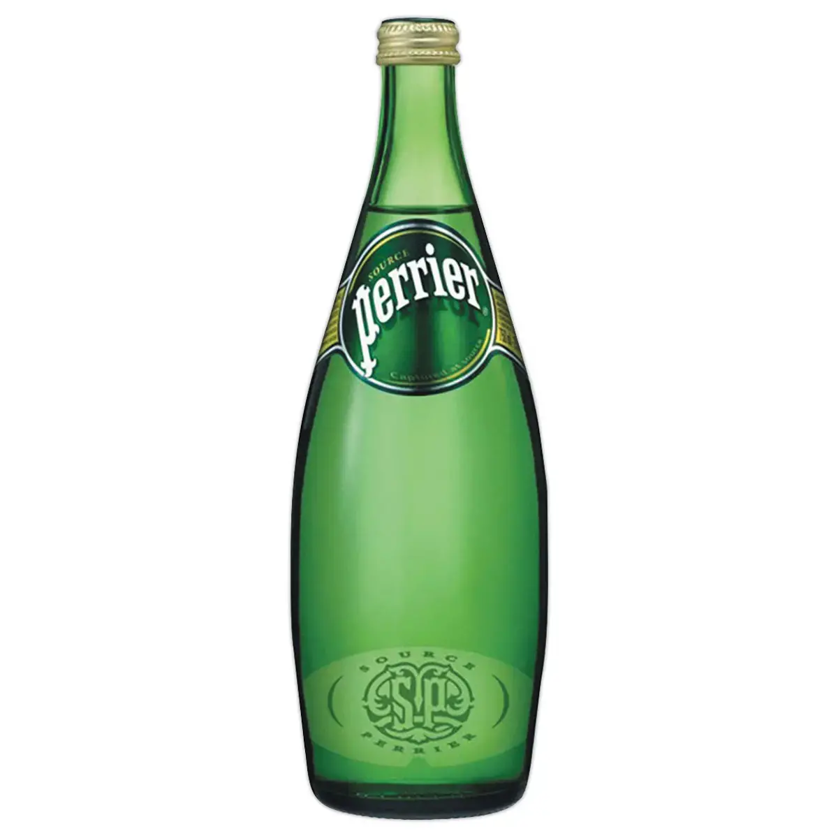12 Perrier-flessen 75cl, in glas