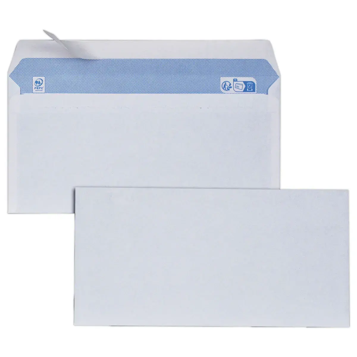 500 witte enveloppen 110x220 mm 75g met siliconen band