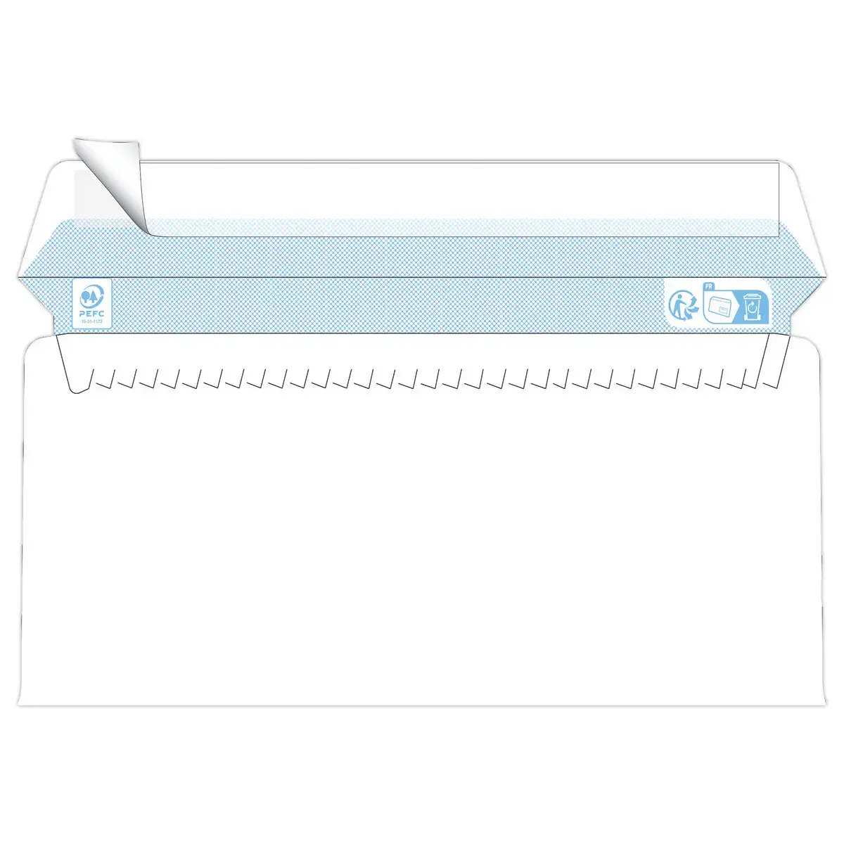 500 witte enveloppen 110x220 mm 75g met siliconen band