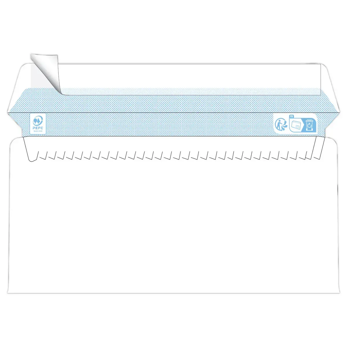 500  witte enveloppen 110x220 mm 75g venster 45x100 siliconen band 