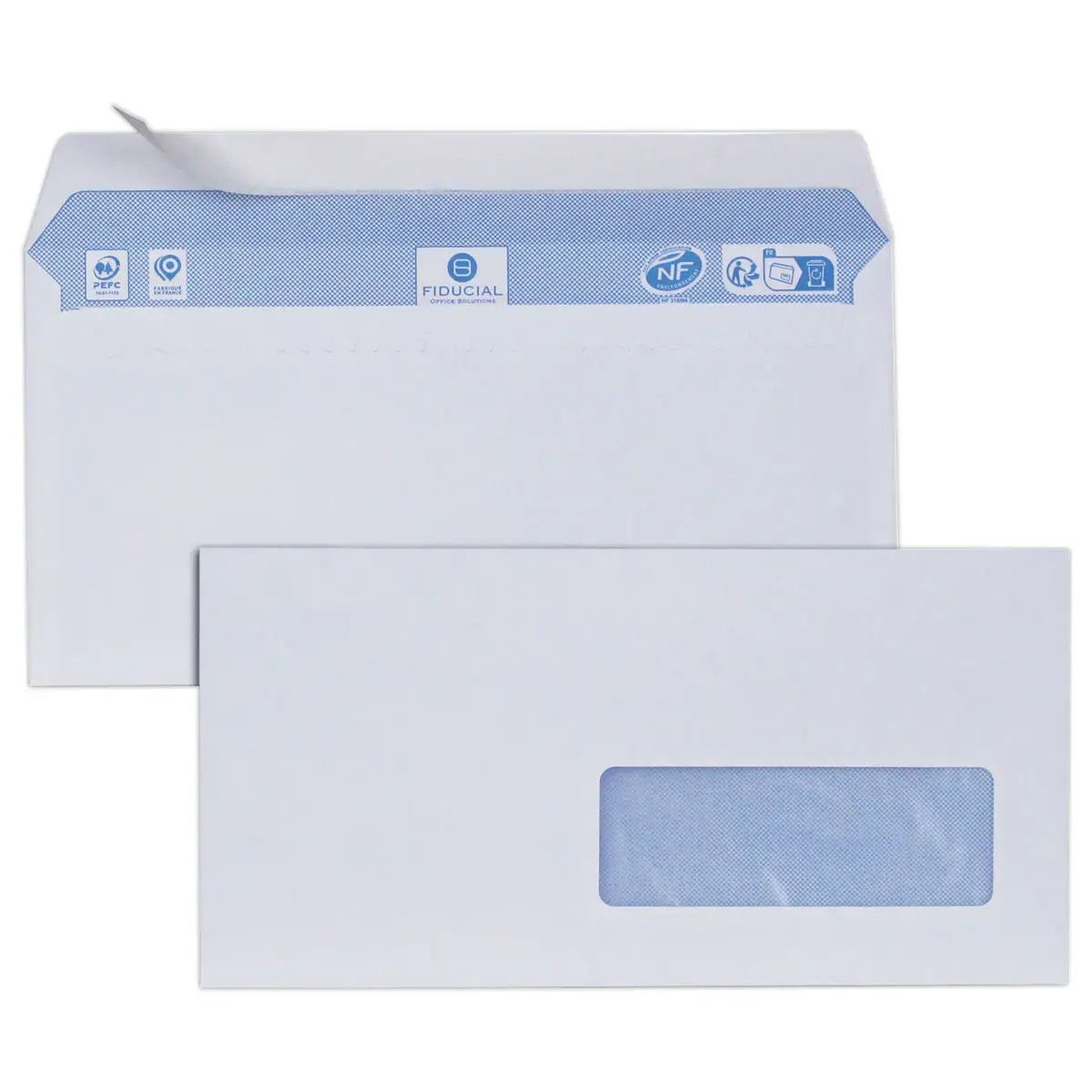 500 witte enveloppen 110x220 venster 35x100 80 g siliconen band