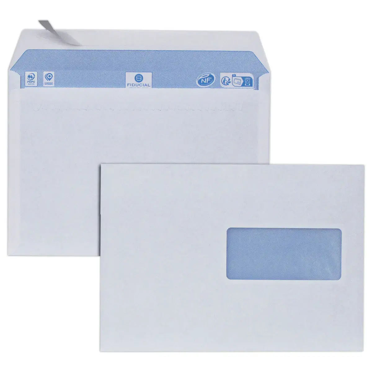 500  Witte enveloppen 162x229 venster hoog 45x100 80g - FIDUCIAL 