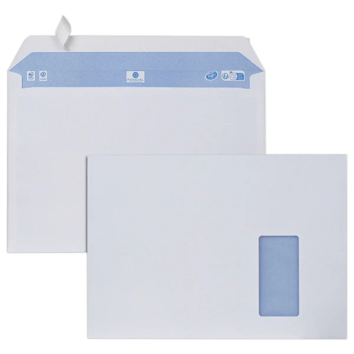 250 Witte enveloppen - 229x324 90g venster 50x100 - FIDUCIAL