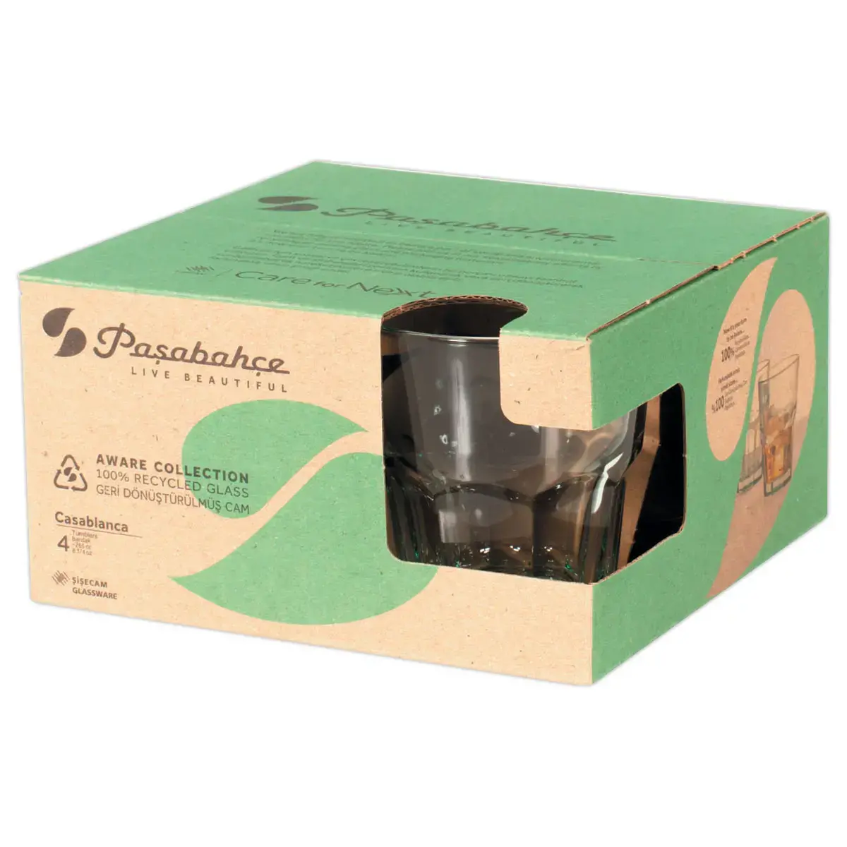 4 glaasjes FB Casablanca gerecycled glas 27 cl