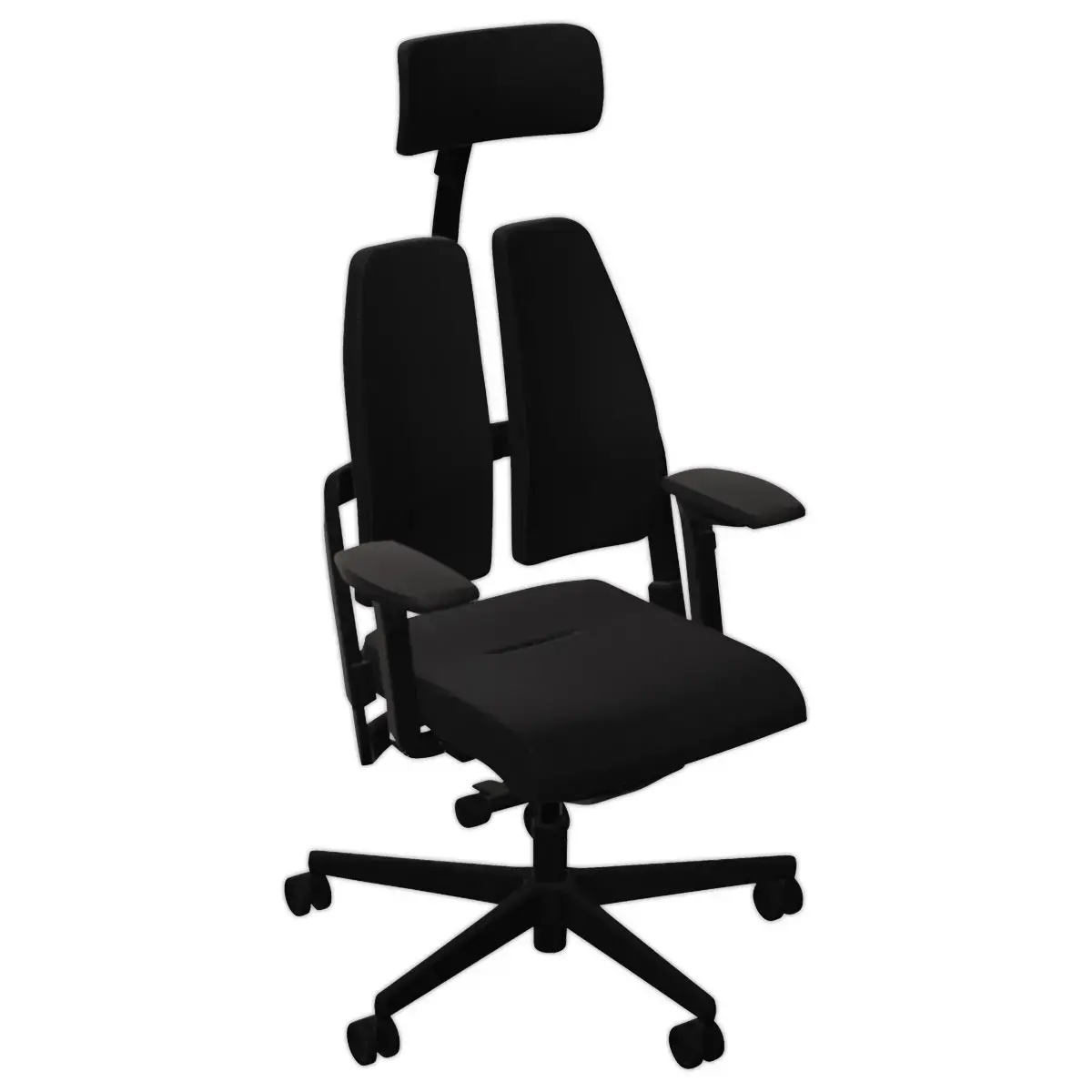 Ergonomische synchrone DUO BACK stoel zwart gemonteerd