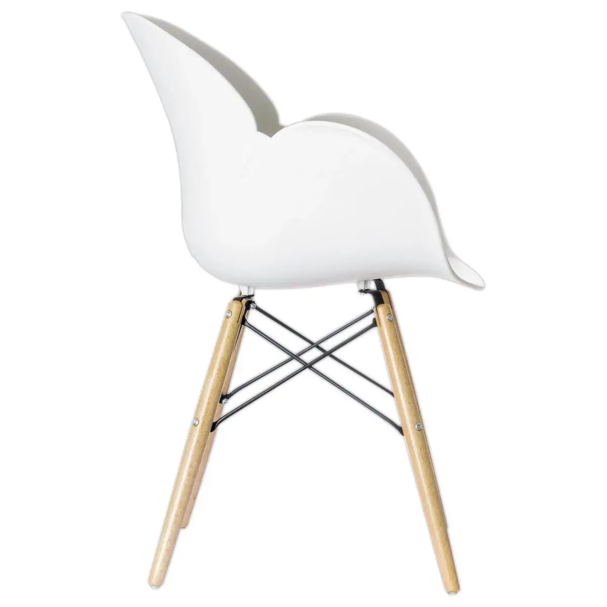 2 fauteuils PETALES voet in beukenhout, witte zitting