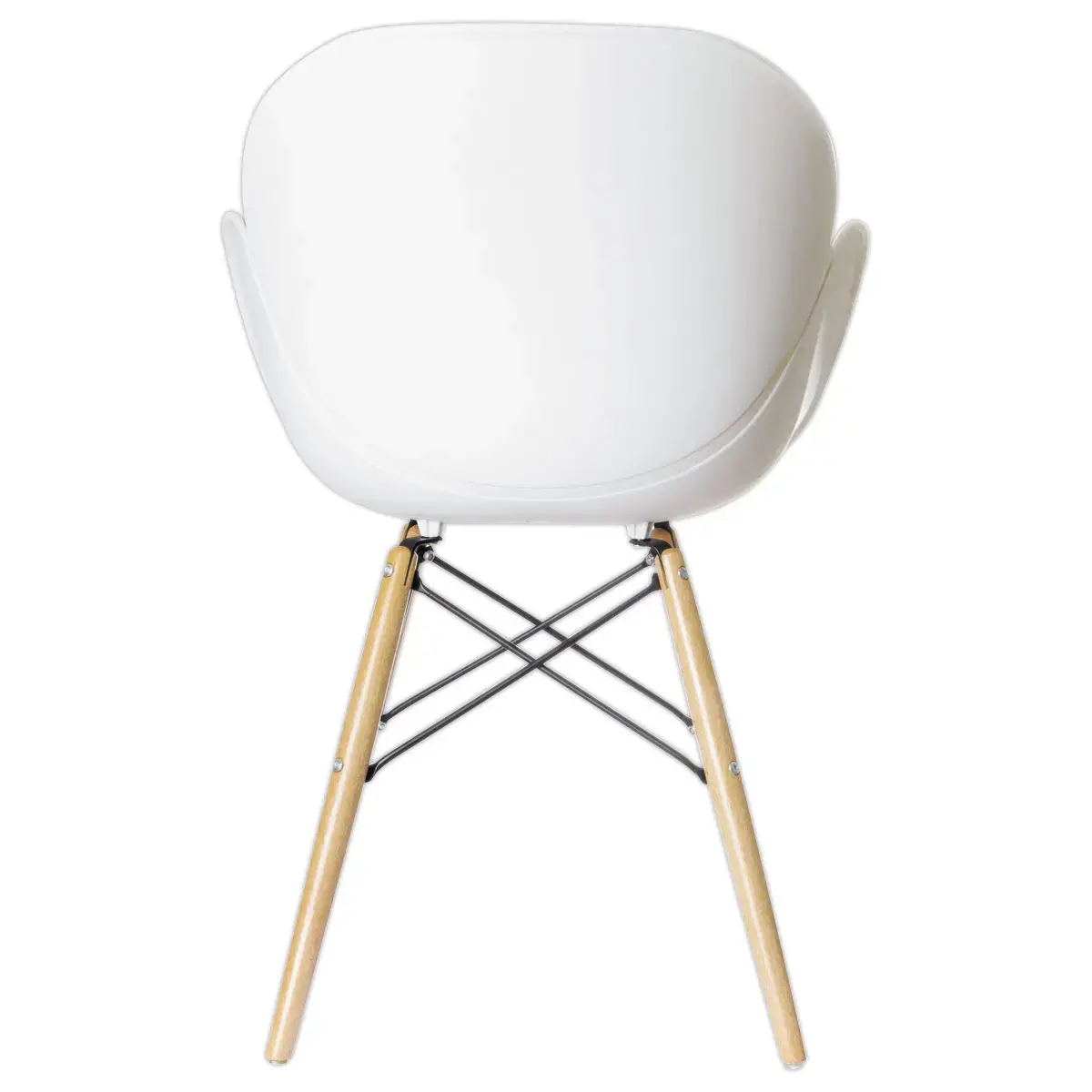 2 fauteuils PETALES voet in beukenhout, witte zitting