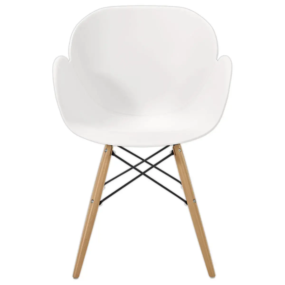2 fauteuils PETALES voet in beukenhout, witte zitting