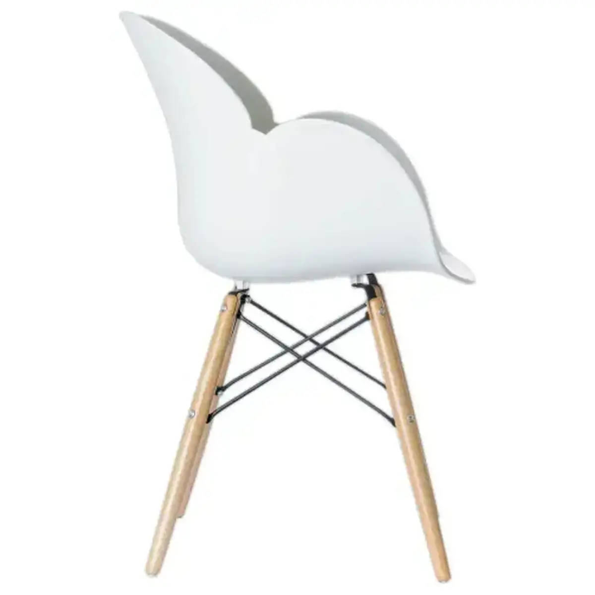 2 fauteuils PETALES met beuken voet en witte zitting, gemonteerd